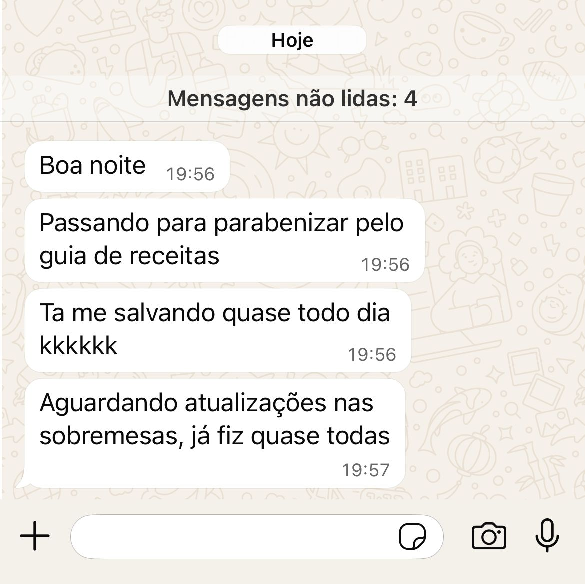 Print de feedback de cliente 2 sobre o guia de receitas gaúchas
